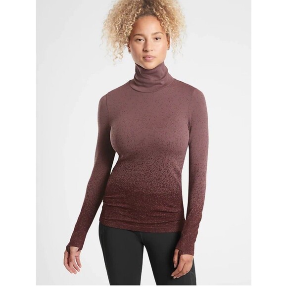 ATHLETA Flurry Blizzard Gradient Turtleneck Medium M Abalone Grey/Coffee House - Picture 1 of 6